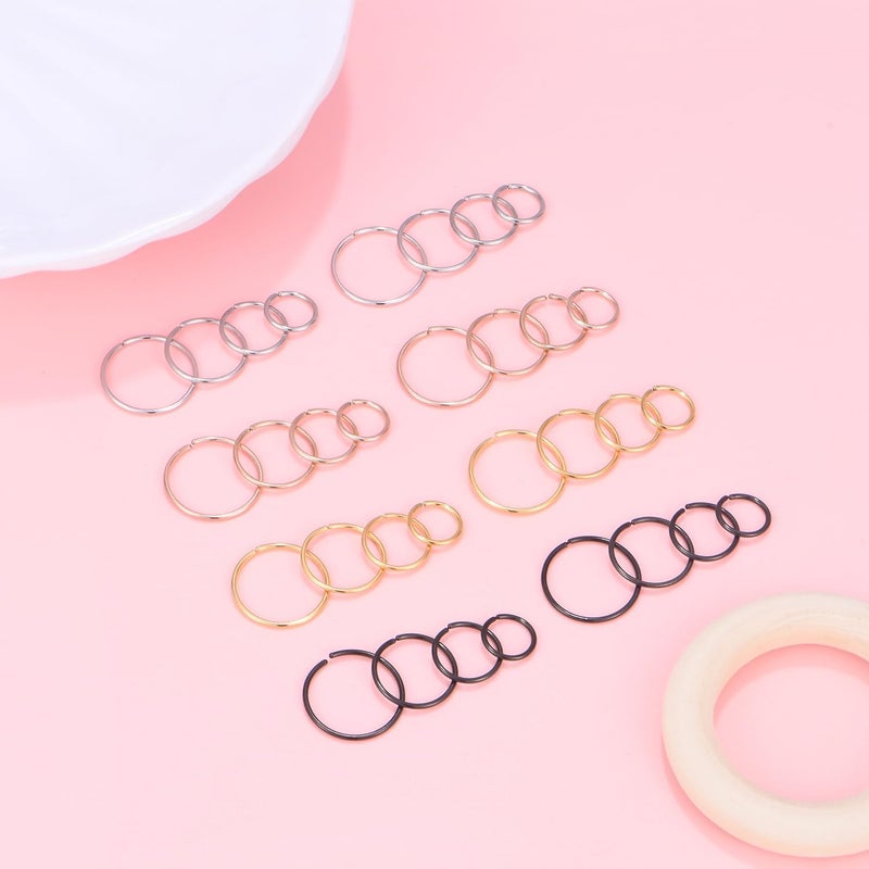FECTAS Nose Rings Hoops Surgical Steel 18g 20g Gauge 6mm 8mm 10mm 12mm Earrings Piercing Hoops Jewelry for Men Women - Image 3